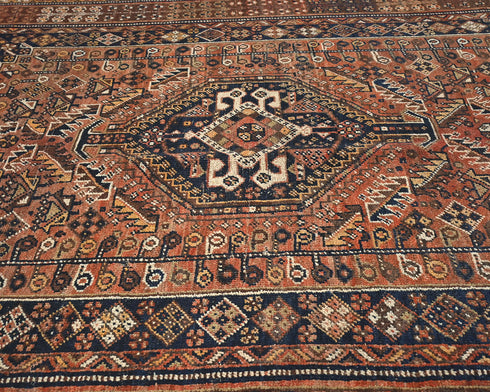 5x8 Vintage Terracotta Persian Style Hand Knotted Low Pile Wool Area Rug